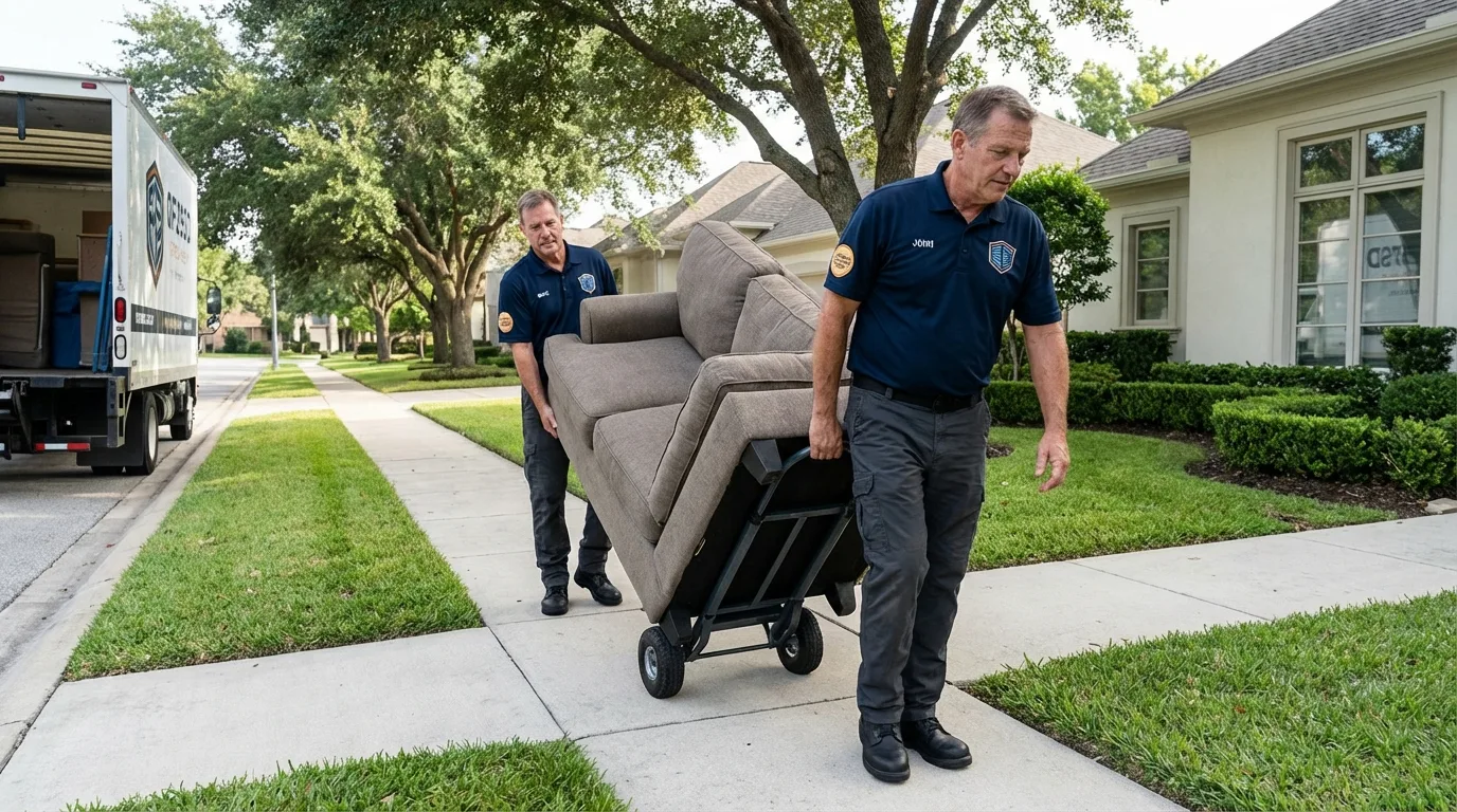 Local residential moving crew loading furniture in Sleepy Eye, MN