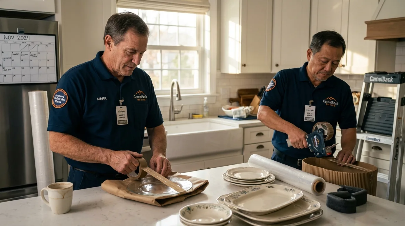 Professional crew packing kitchen dishware in Sleepy Eye, MN